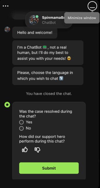 Support Service Spinmama Live Chat Spinmama casino